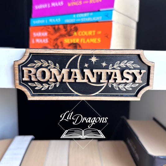 Romantasy Shelf Sign - Floating Library Sign