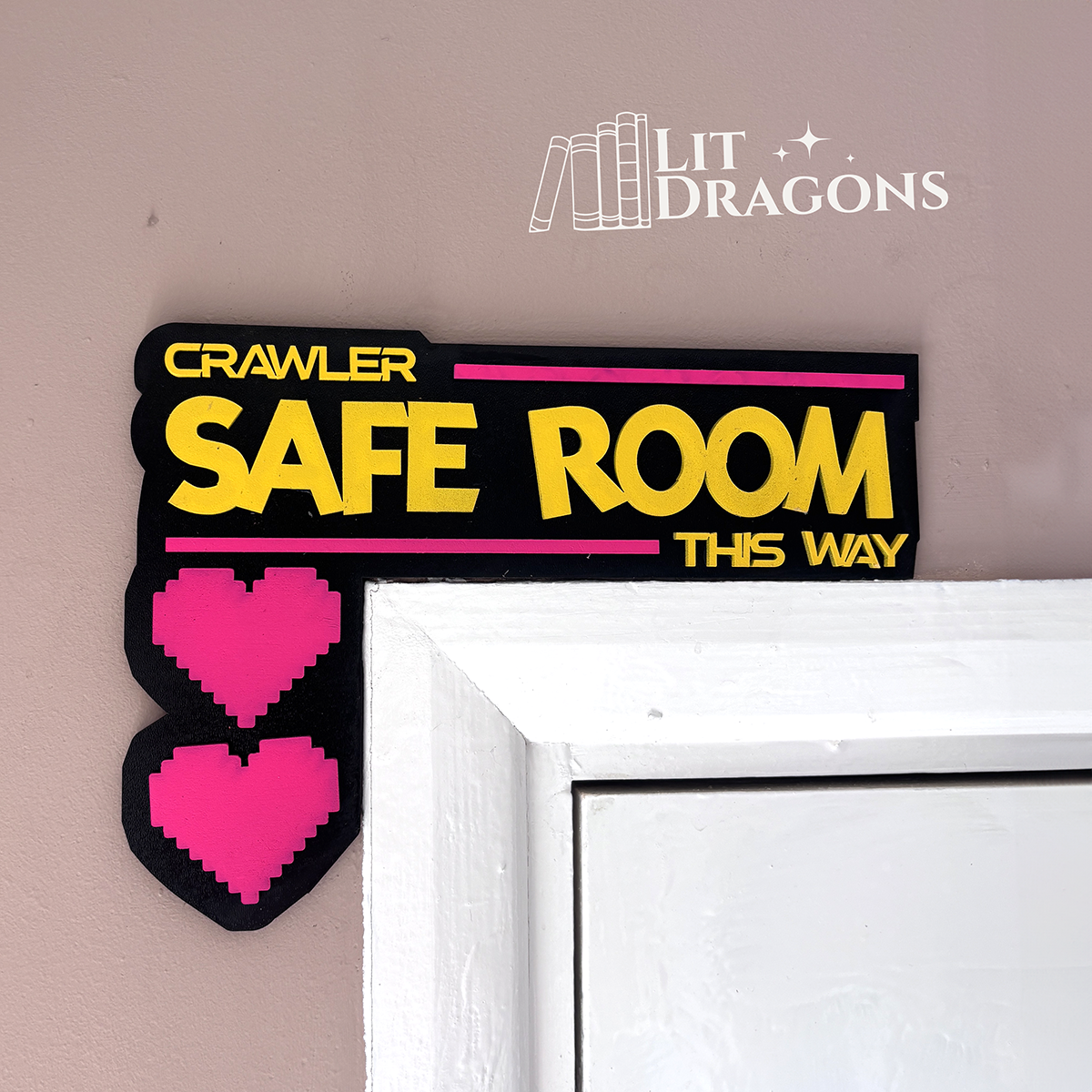 Dungeon Crawler Carl Door Topper, Safe Room Wooden Door Sign