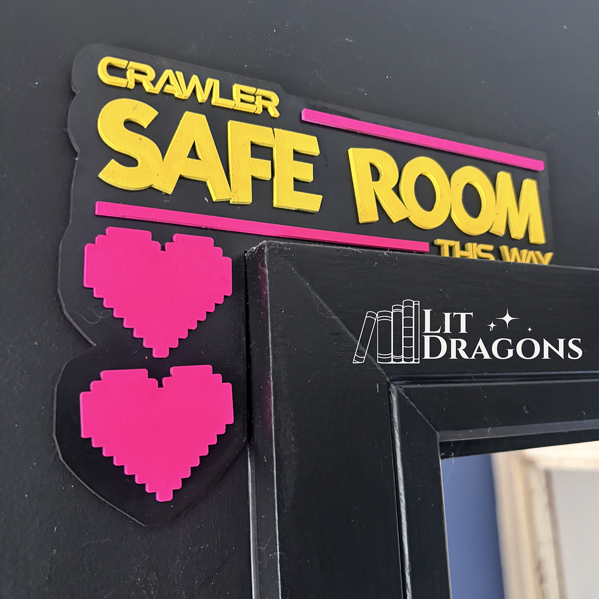Dungeon Crawler Carl Door Topper, Safe Room Wooden Door Sign