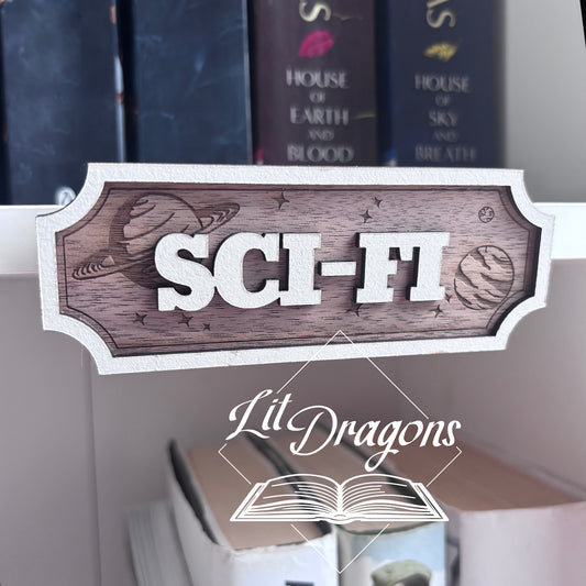Sci-Fi Shelf Sign - Floating Sci-Fi Bookshelf Sign