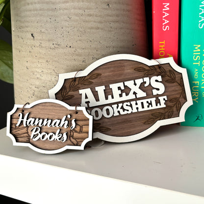 Personalised Shelf Hanger, Library Name Sign