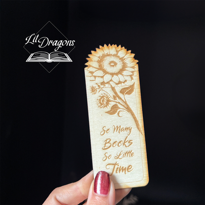 Wooden Sunflower bookmark l So Many Books So Little Time