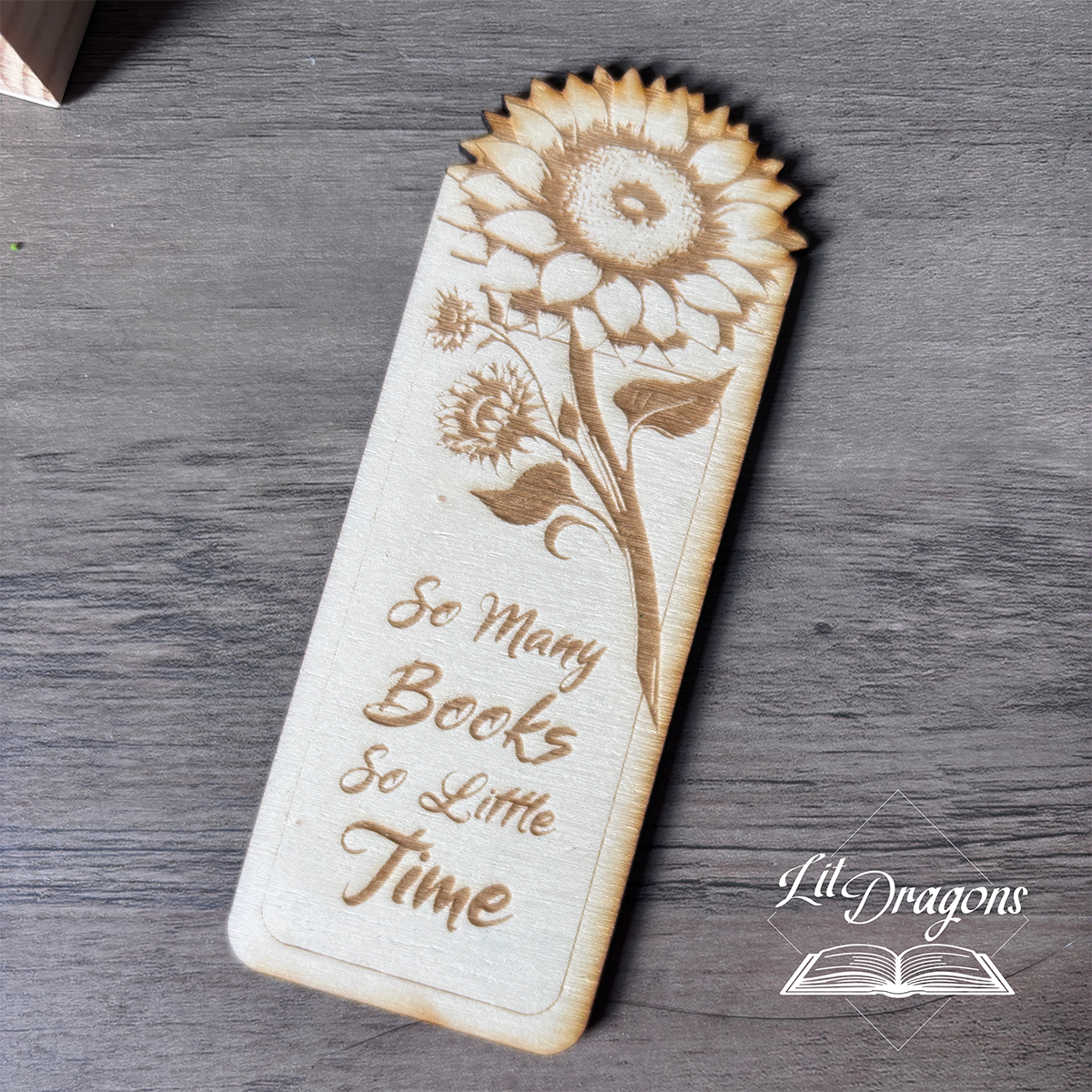 Wooden Sunflower bookmark l So Many Books So Little Time