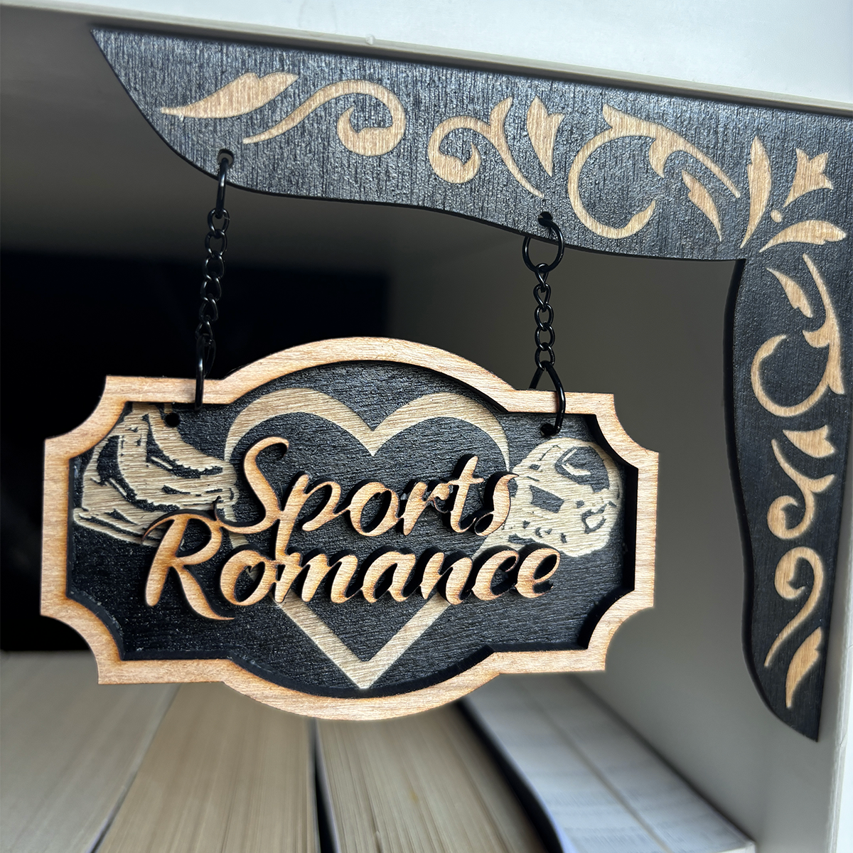 Sports Romance bookshelf Sign - Shelf Hanger