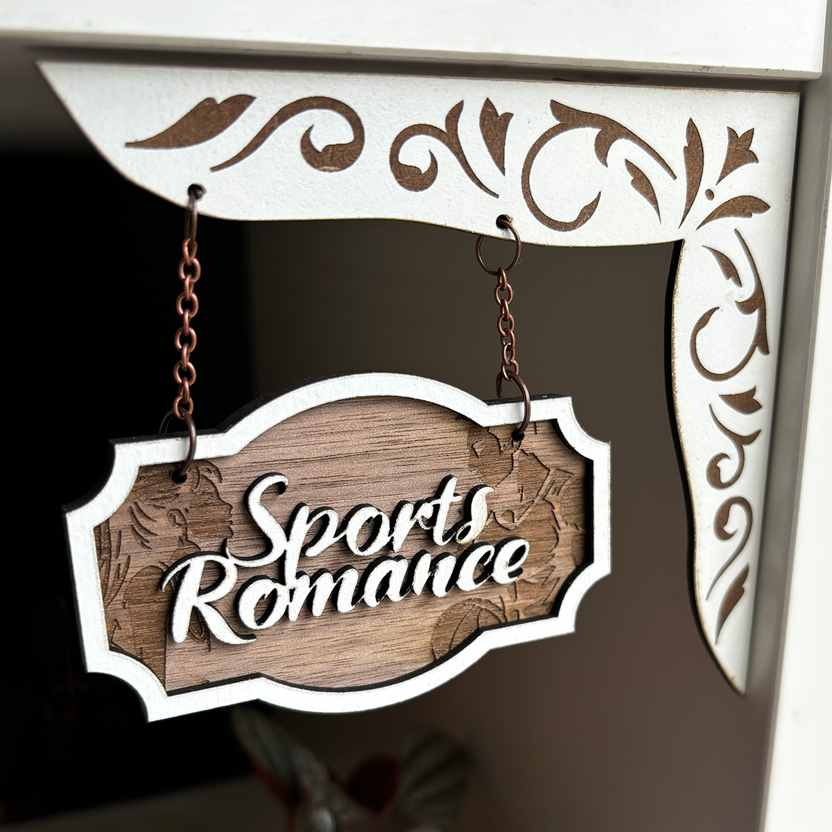 Sports Romance bookshelf Sign - Shelf Hanger