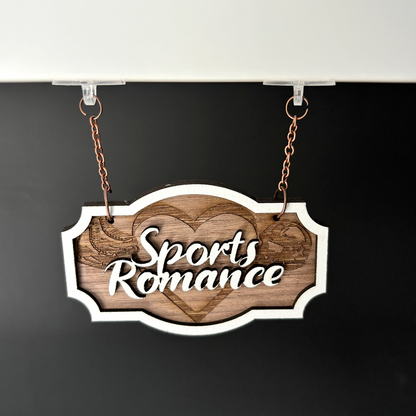 Sports Romance bookshelf Sign - Shelf Hanger