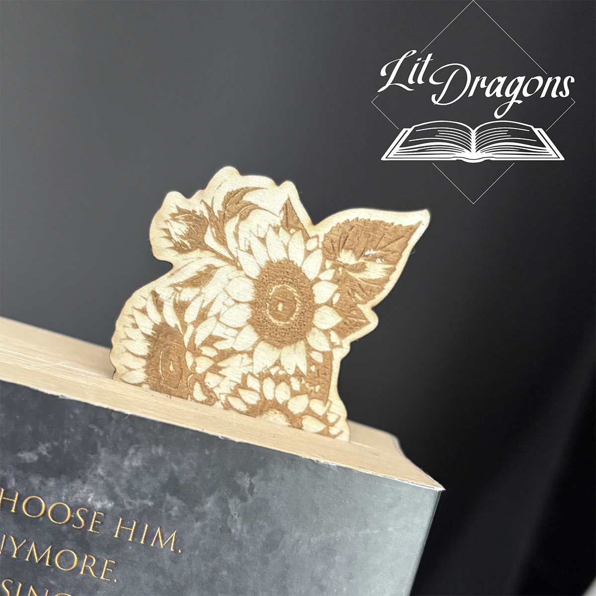 Wooden Sunflowers Engraved bookmark