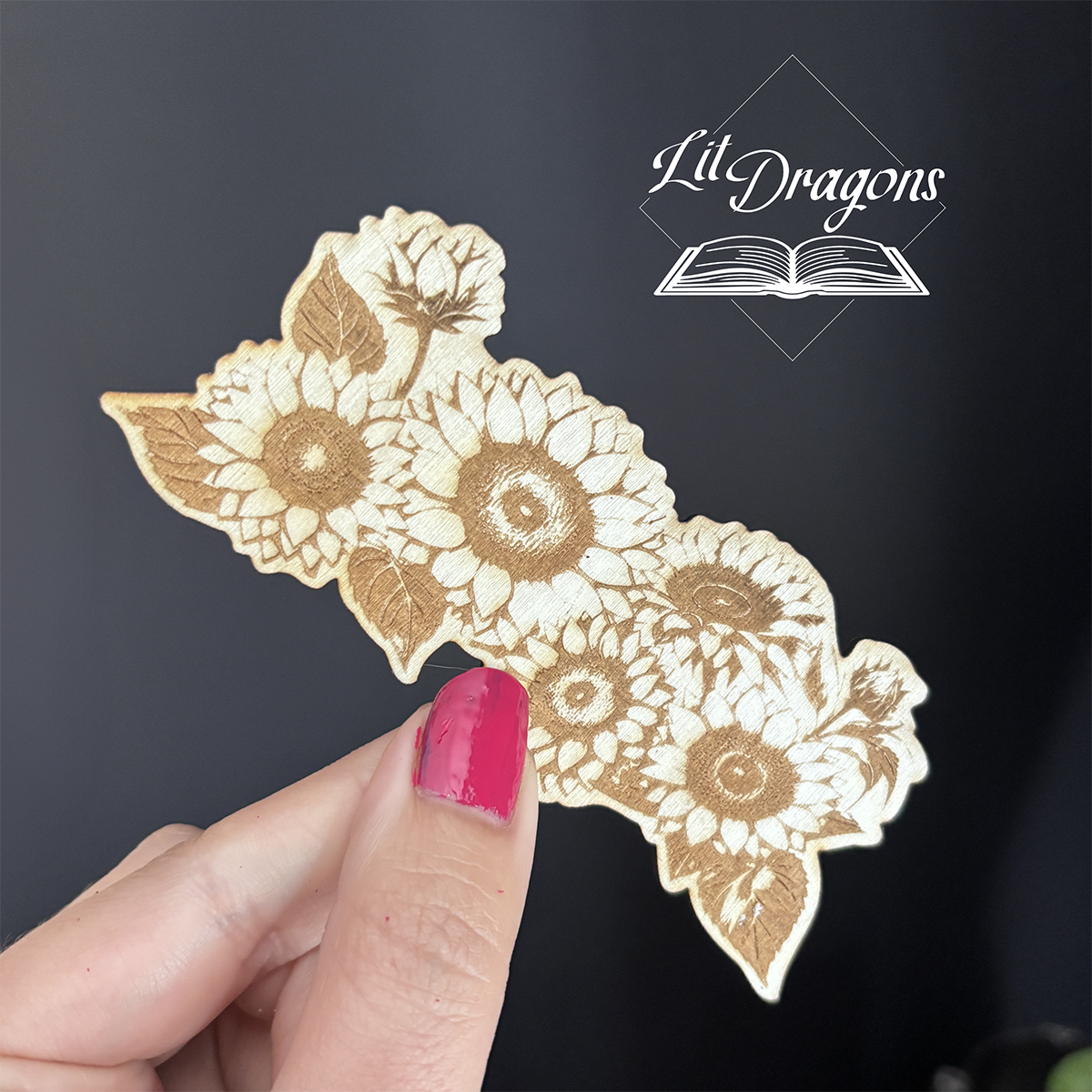 Wooden Sunflowers Engraved bookmark