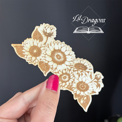 Wooden Sunflowers Engraved bookmark
