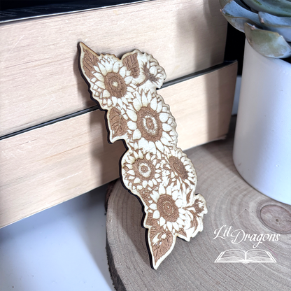 Wooden Sunflowers Engraved bookmark