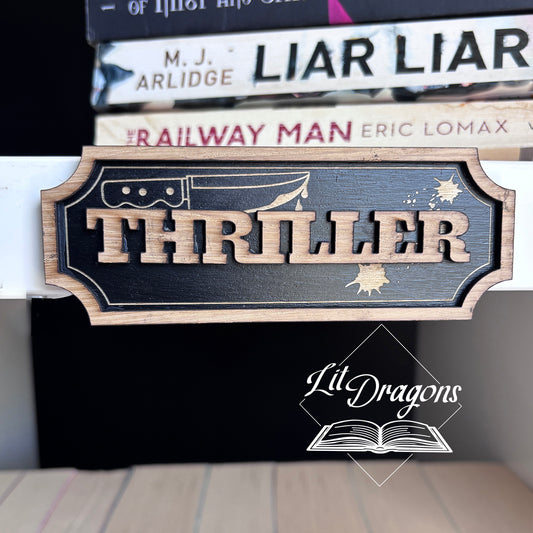 Thriller Shelf Sign - Floating Bookshelf Sign
