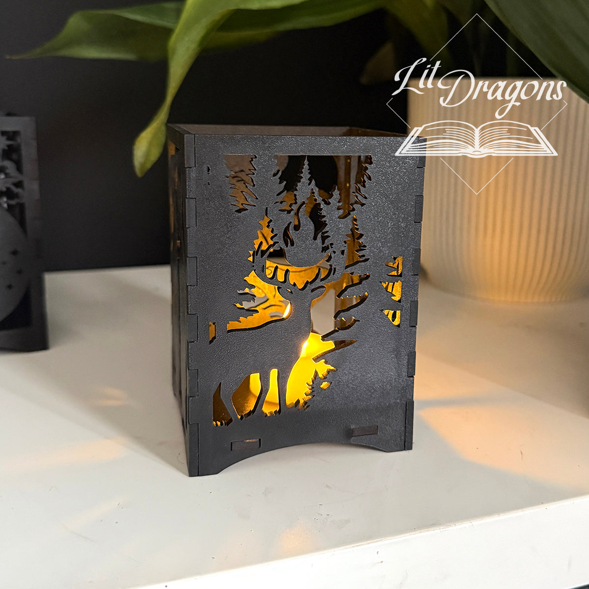 Throne of Glass book lantern, LED wooden book candle
