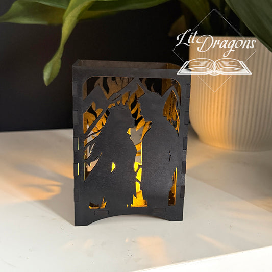 Throne of Glass book lantern, LED wooden book candle