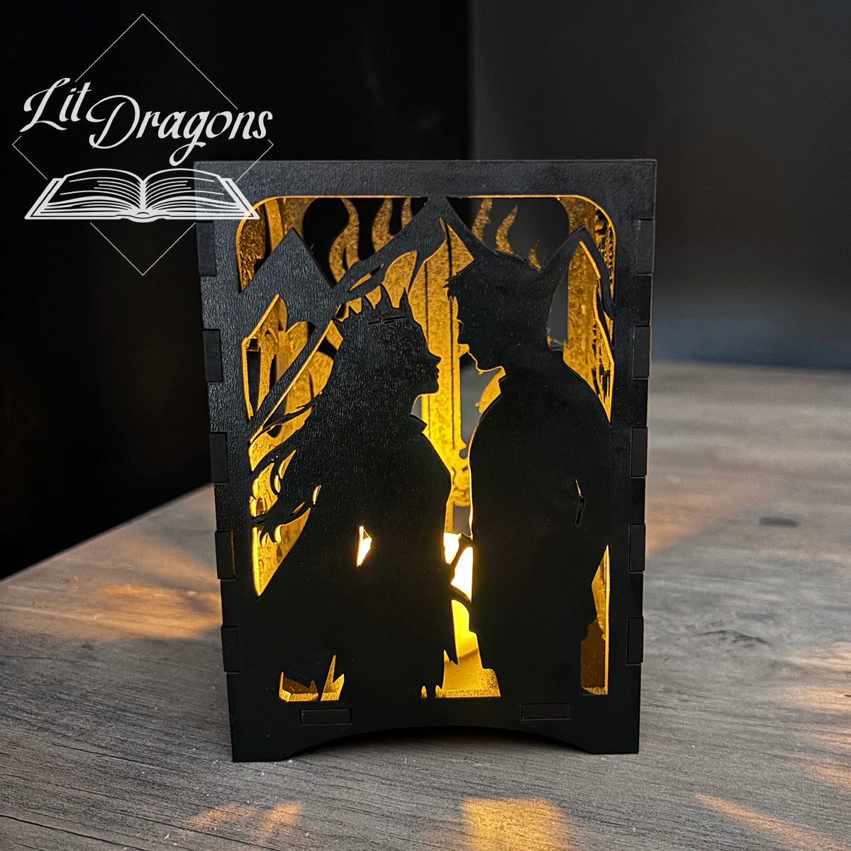 Throne of Glass book lantern, LED wooden book candle