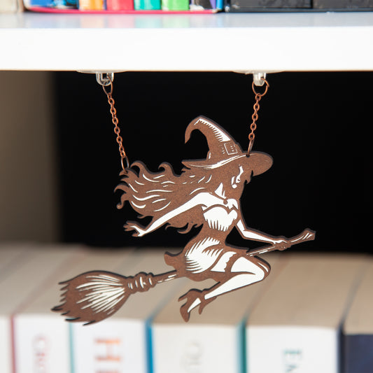 Witch on a Broom Book Shelf Hanger Charm