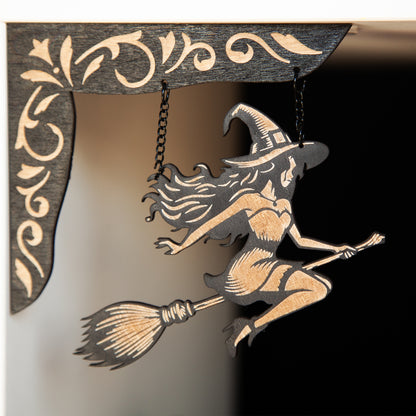 Witch on a Broom Book Shelf Hanger Charm