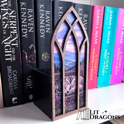 Sleeping Wolf Bookmark box, Bookcase Window with Bookmark box