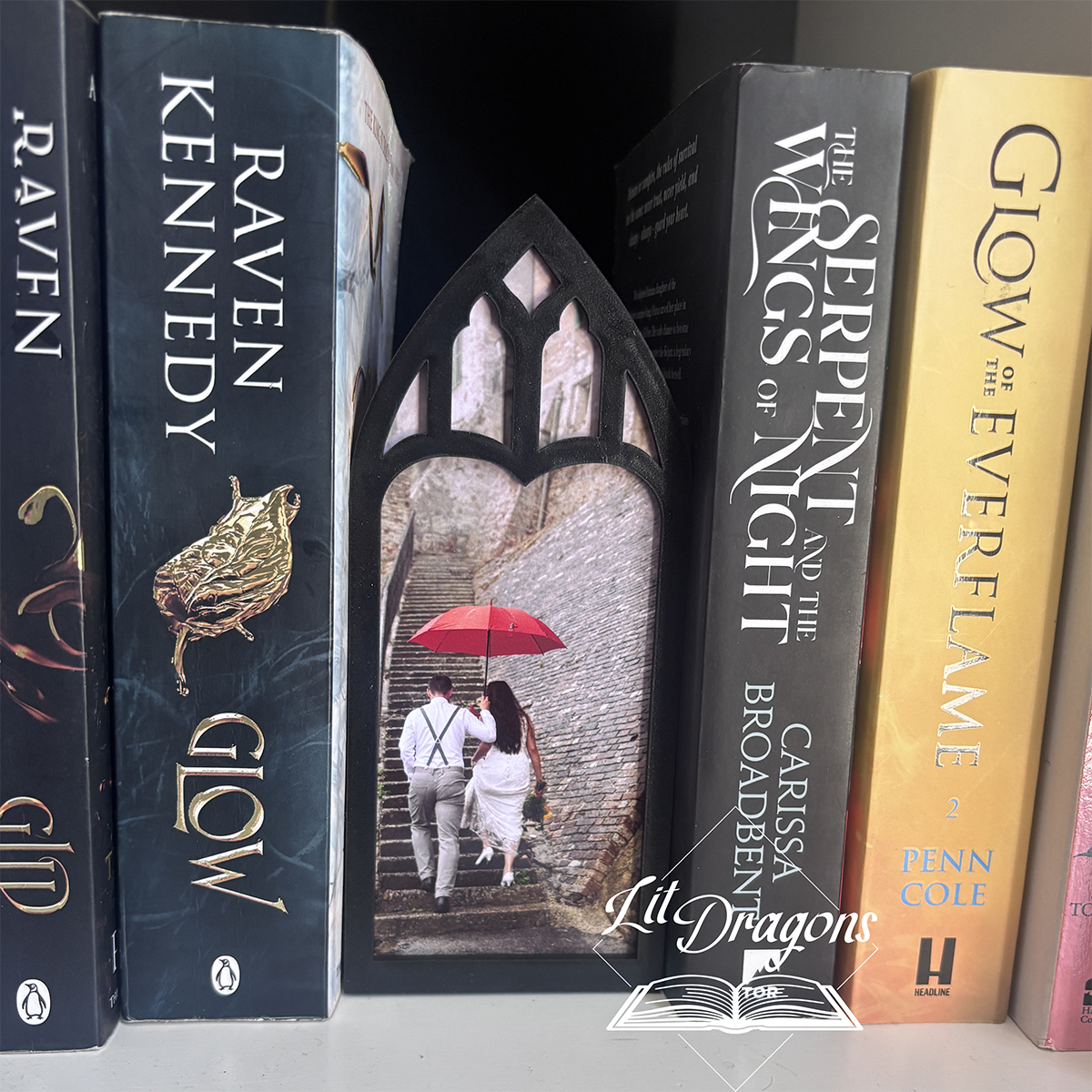 Personalised Photo Window Bookmark box, Bookcase Window with Bookmark box