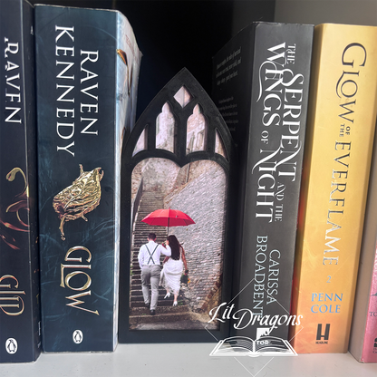 Personalised Photo Window Bookmark box, Bookcase Window with Bookmark box